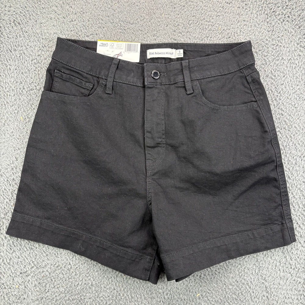 RM Rebecca Minkoff 90s Short High Rise Relaxed Fit Black Denim Size 8 RMD3055C